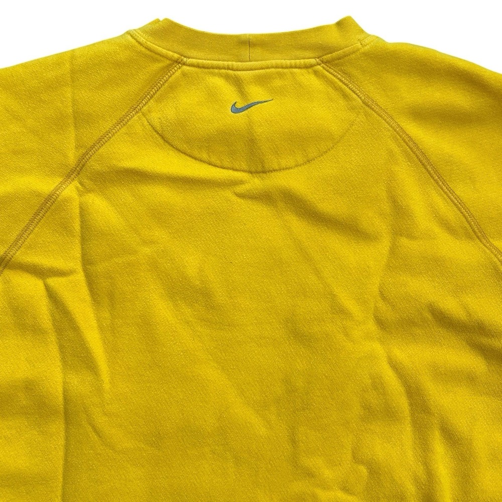 VTG Y2K Nike Sweatshirt Men's Medium Yellow Center Swoosh‎ Back Of Neck Rare